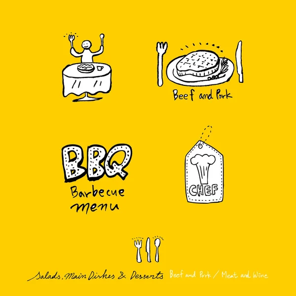 Restoran poster / yarım yamalak gıda menü resimleri - vektör