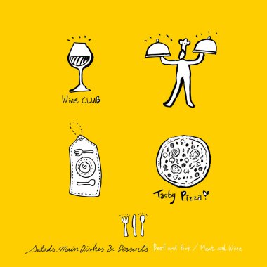 Restoran poster / yarım yamalak gıda menü resimleri - vektör