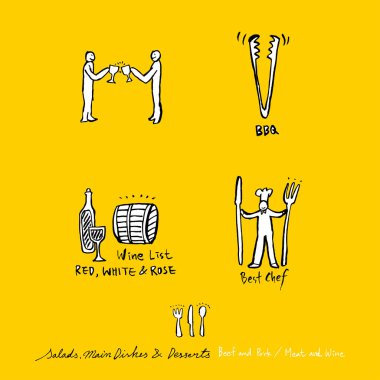 Restoran poster / yarım yamalak gıda menü resimleri - vektör