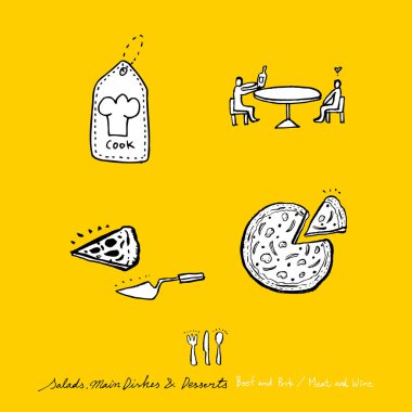 Restoran poster / yarım yamalak gıda menü resimleri - vektör