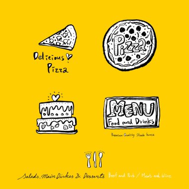 Restoran poster / yarım yamalak gıda menü resimleri - vektör