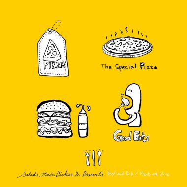 Restoran poster / yarım yamalak gıda menü resimleri - vektör