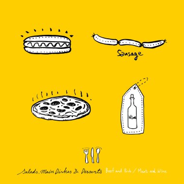 Restoran poster / yarım yamalak gıda menü resimleri - vektör