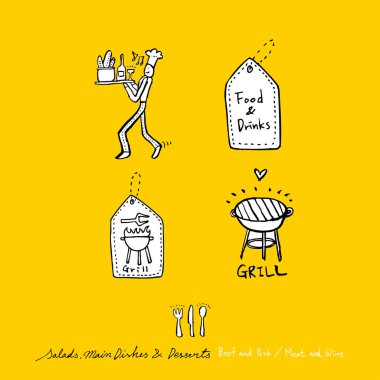 Restoran poster / yarım yamalak gıda menü resimleri - vektör