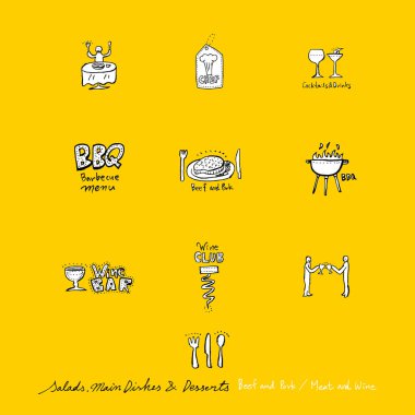 Restoran poster / yarım yamalak gıda menü resimleri - vektör