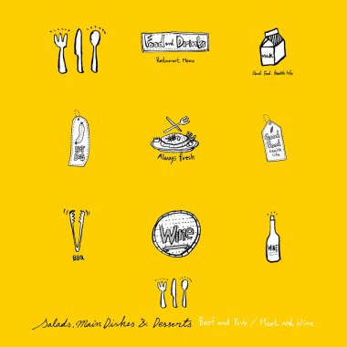 Restoran poster / yarım yamalak gıda menü resimleri - vektör