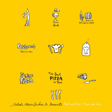 Restoran poster / yarım yamalak gıda menü resimleri - vektör