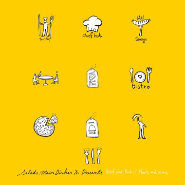 Restoran poster / yarım yamalak gıda menü resimleri - vektör