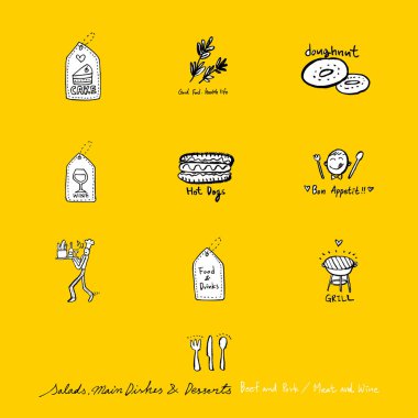 Restoran poster / yarım yamalak gıda menü resimleri - vektör
