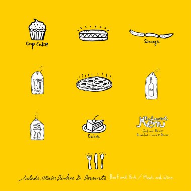 Restoran poster / yarım yamalak gıda menü resimleri - vektör