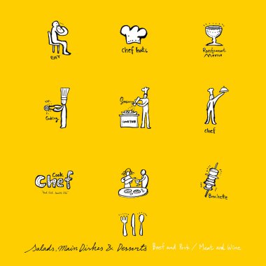 Restoran poster / yarım yamalak gıda menü resimleri - vektör