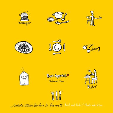 Restoran poster / yarım yamalak gıda menü resimleri - vektör