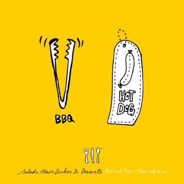 Restoran poster / yarım yamalak gıda menü resimleri - vektör