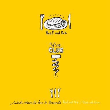 Restoran poster / yarım yamalak gıda menü resimleri - vektör