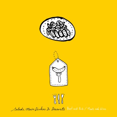 Restoran poster / yarım yamalak gıda menü resimleri - vektör