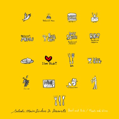 Restoran poster / yarım yamalak gıda menü resimleri - vektör
