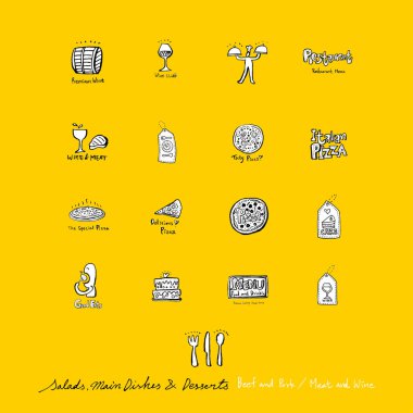 Restoran poster / yarım yamalak gıda menü resimleri - vektör