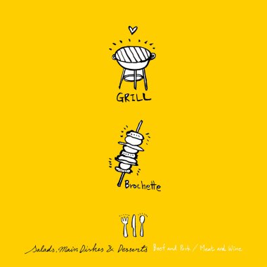 Restoran poster / yarım yamalak gıda menü resimleri - vektör