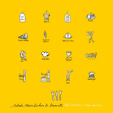 Restoran poster / yarım yamalak gıda menü resimleri - vektör