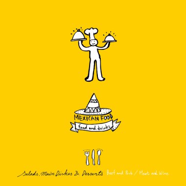 Restoran poster / yarım yamalak gıda menü resimleri - vektör