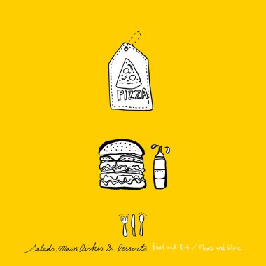 Restoran poster / yarım yamalak gıda menü resimleri - vektör
