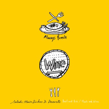 Restoran poster / yarım yamalak gıda menü resimleri - vektör