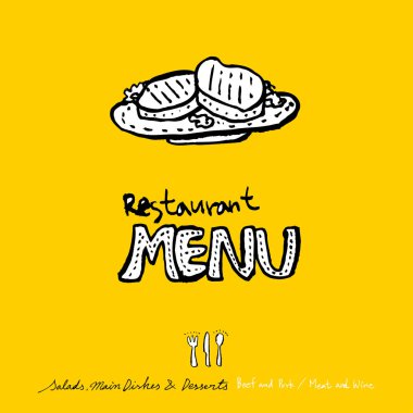 Restoran poster / yarım yamalak gıda menü resimleri - vektör