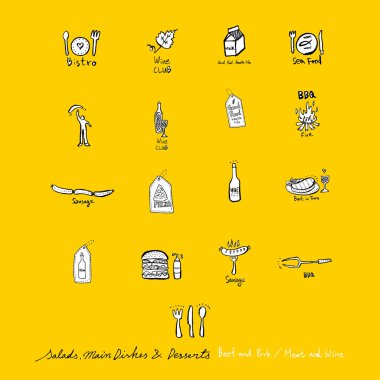 Restoran poster / yarım yamalak gıda menü resimleri - vektör