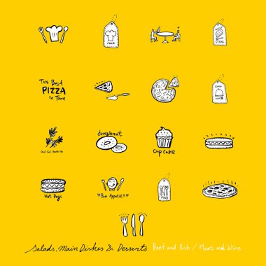 Restoran poster / yarım yamalak gıda menü resimleri - vektör