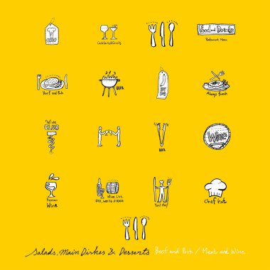 Restoran poster / yarım yamalak gıda menü resimleri - vektör