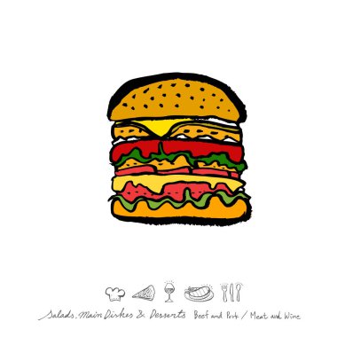 Restoran poster / yarım yamalak gıda menü resimleri - vektör