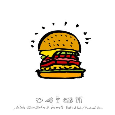 Restoran poster / yarım yamalak gıda menü resimleri - vektör