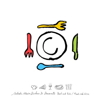 Restoran poster / yarım yamalak gıda menü resimleri - vektör