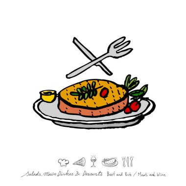 Restoran poster / yarım yamalak gıda menü resimleri - vektör