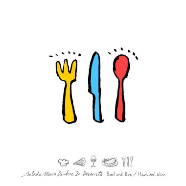 Restoran poster / yarım yamalak gıda menü resimleri - vektör