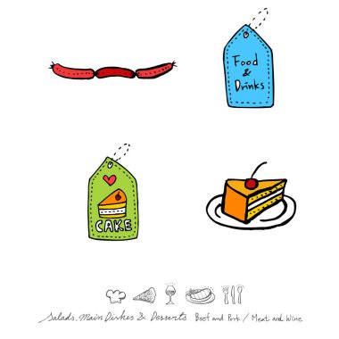 Restoran poster / yarım yamalak gıda menü resimleri - vektör