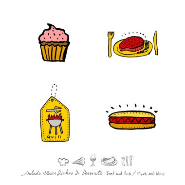 Restoran poster / yarım yamalak gıda menü resimleri - vektör