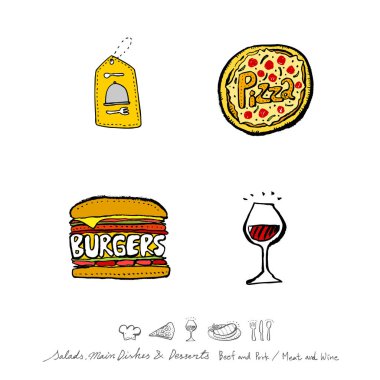 Restoran poster / yarım yamalak gıda menü resimleri - vektör