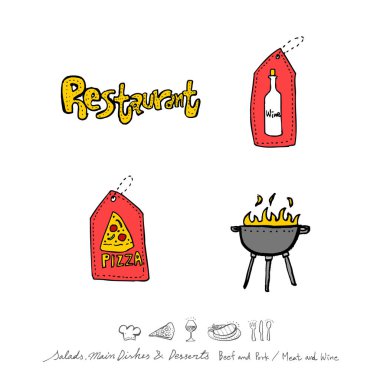 Restoran poster / yarım yamalak gıda menü resimleri - vektör
