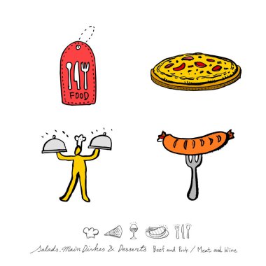 Restoran poster / yarım yamalak gıda menü resimleri - vektör