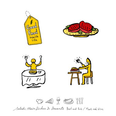 Restoran poster / yarım yamalak gıda menü resimleri - vektör