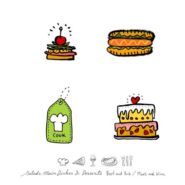 Restoran poster / yarım yamalak gıda menü resimleri - vektör