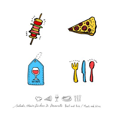 Restoran poster / yarım yamalak gıda menü resimleri - vektör