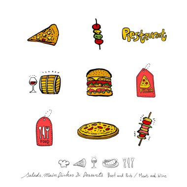Restoran poster / yarım yamalak gıda menü resimleri - vektör