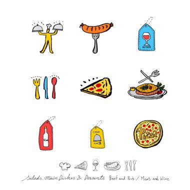 Restoran poster / yarım yamalak gıda menü resimleri - vektör