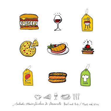 Restoran poster / yarım yamalak gıda menü resimleri - vektör