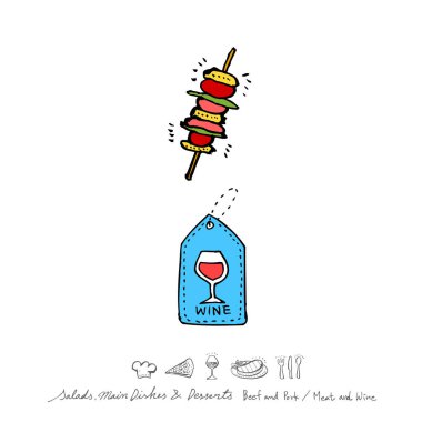 Restoran poster / yarım yamalak gıda menü resimleri - vektör