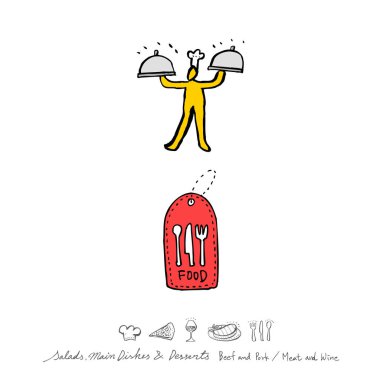 Restoran poster / yarım yamalak gıda menü resimleri - vektör