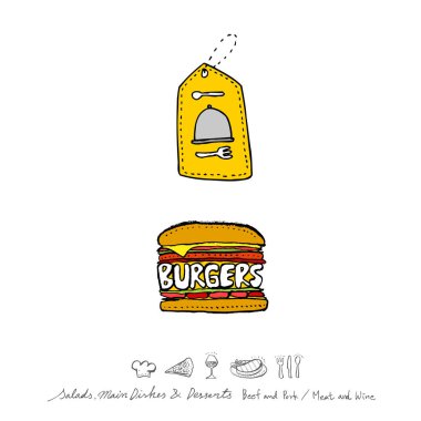 Restoran poster / yarım yamalak gıda menü resimleri - vektör