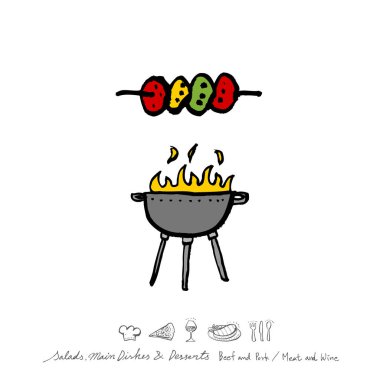 Restoran poster / yarım yamalak gıda menü resimleri - vektör